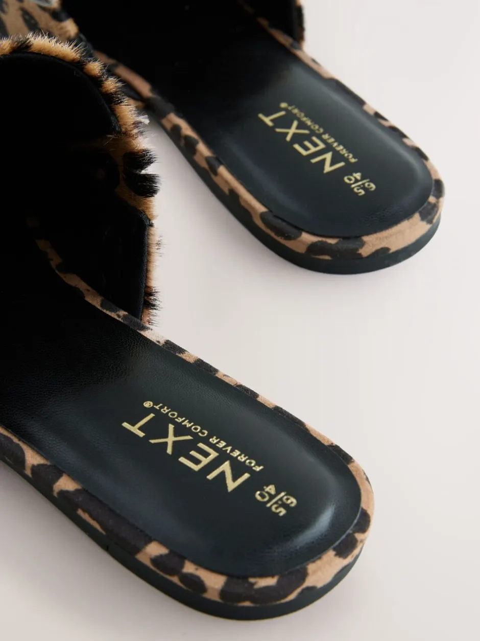 Lage Schoenen|Next - Forever Comfort® muiltjes met hoge uitsnijding en vierkante neus Luipaard