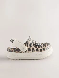 Pantoffels|Pantoffels*smALLSAINTS - Print Borg Lined Clog Slippers Luipaard