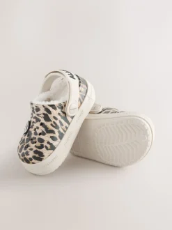 Pantoffels|Pantoffels*smALLSAINTS - Print Borg Lined Clog Slippers Luipaard