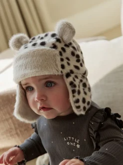 Mutsjes En Antikrabwantjes|Mutsen, Handschoenen En Sjaals*Next Luipaard-imitatiebont met oren - Baby pilotenmuts (0mnd -2jr)