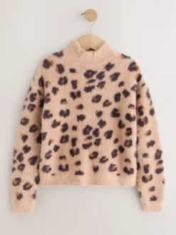 Gebreide Kleding*Next - Fluffy trui (3 - 16 jr) Luipaardprint