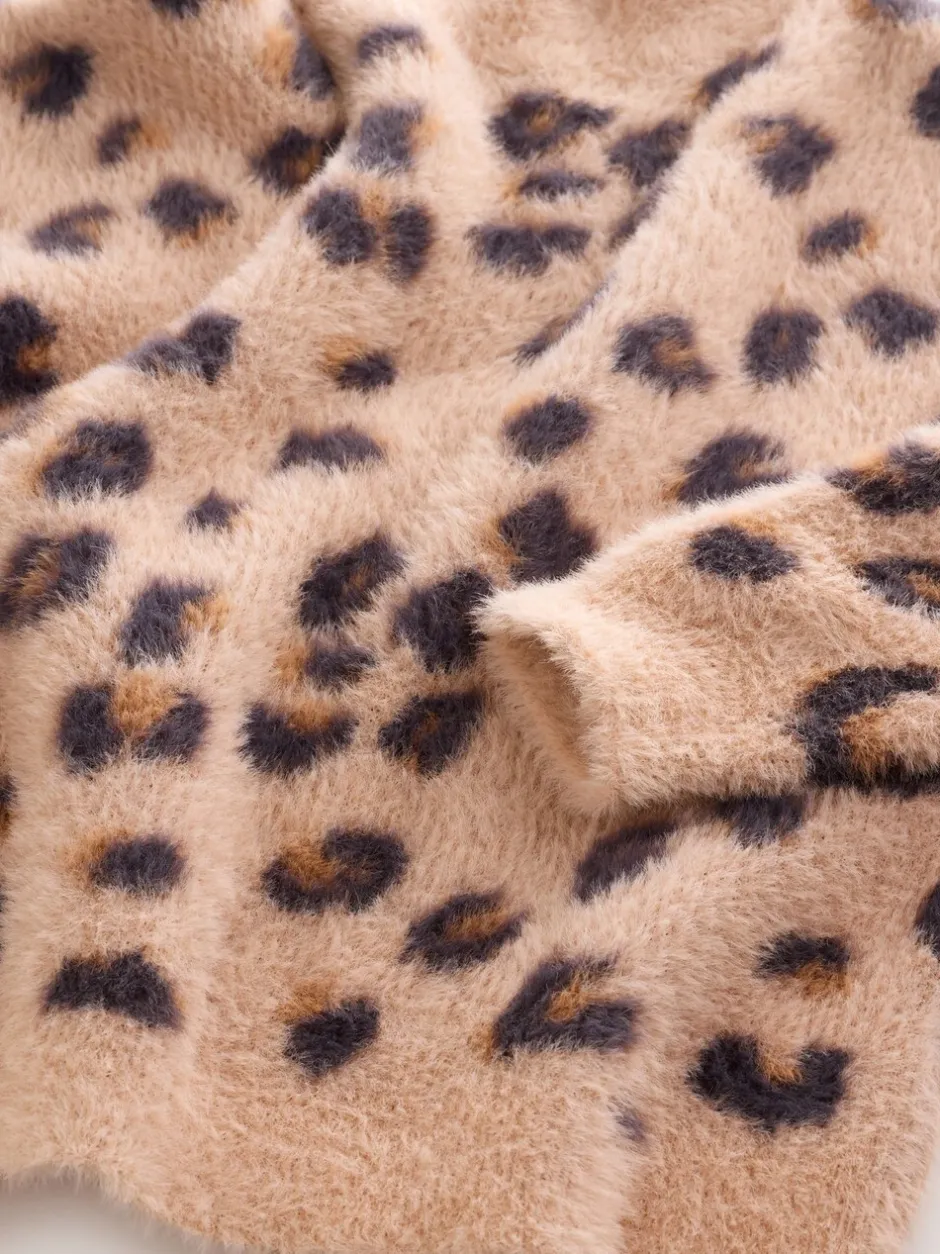 Gebreide Kleding*Next - Fluffy trui (3 - 16 jr) Luipaardprint