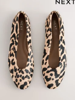 Lage Schoenen*Next Luipaardprint - Leren ballerina met ronde neus