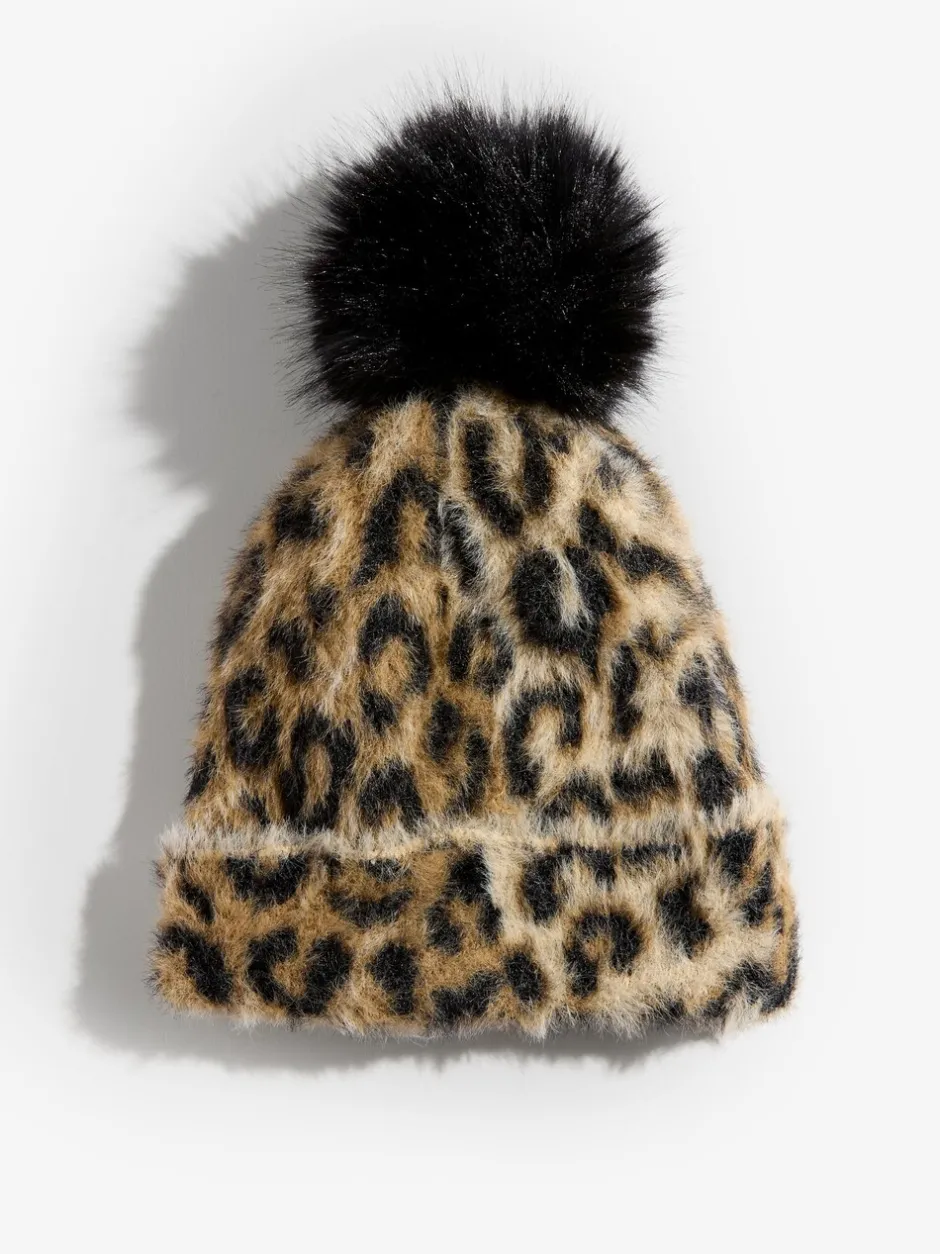 Mutsen, Handschoenen En Sjaals|Love & Roses Luipaardprint - Cosy Pom Hat