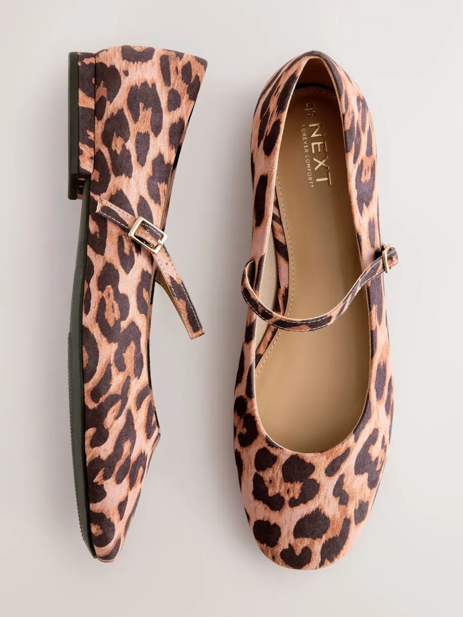 Lage Schoenen|Next - Mary Jane-schoenen met ronde neus Luipaardprint