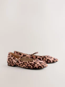 Lage Schoenen|Next - Mary Jane-schoenen met ronde neus Luipaardprint