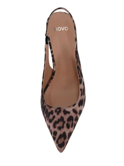 Schoenen Met Hakken*Novo - Wide Fit Iraya Point Slingback Court Shoes Luipaardprint