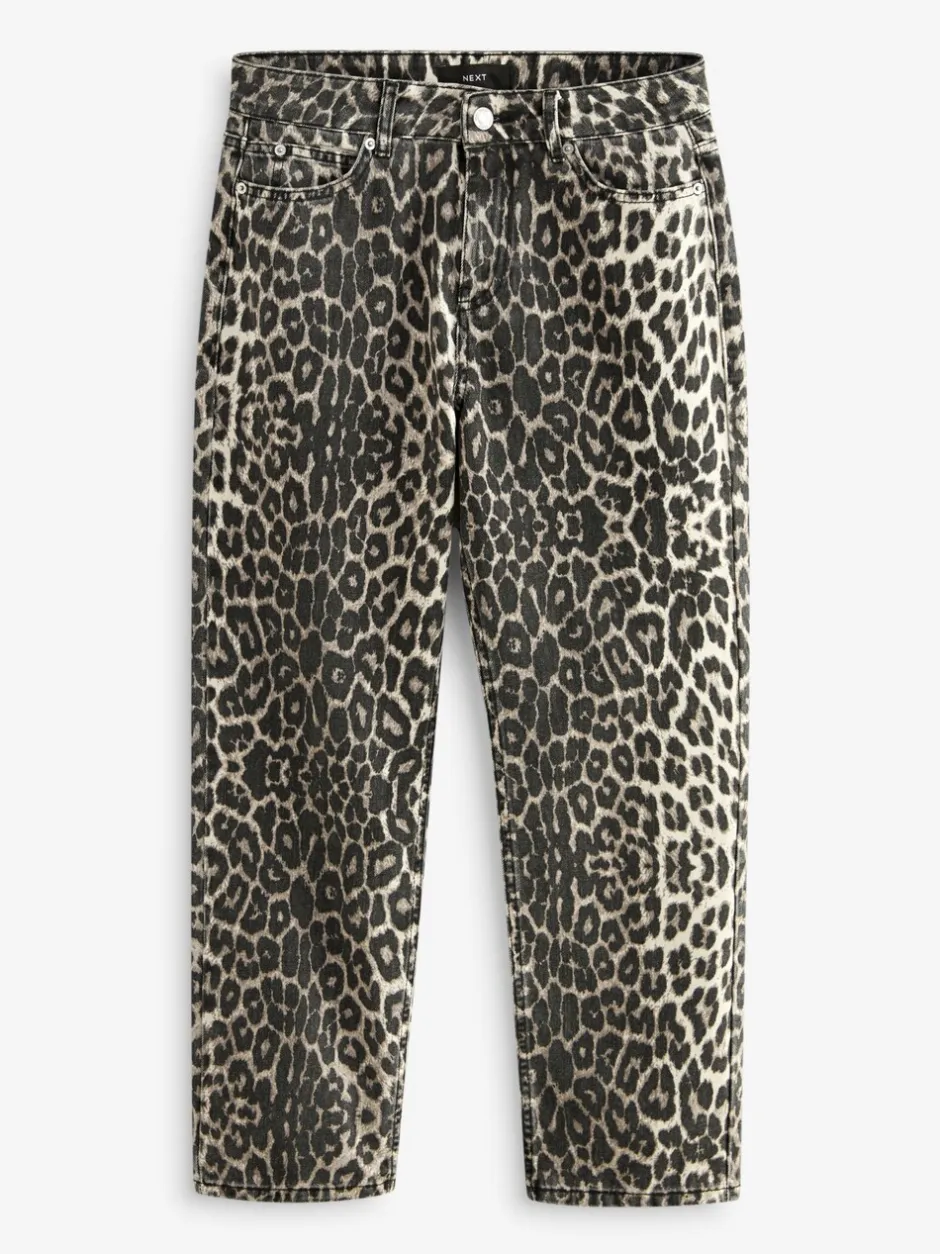Jeans|Next Luipaardprint - Straight Leg Jeans