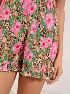 Jumpsuits En Playsuits*Lipsy - playsuit met print en cover-up Luipaardprint Bloemen