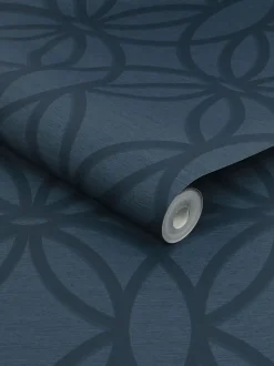 Behang*Next Luxe geometrisch behang van 10 m Marineblauw
