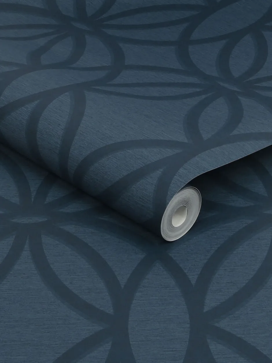 Behang*Next Luxe geometrisch behang van 10 m Marineblauw