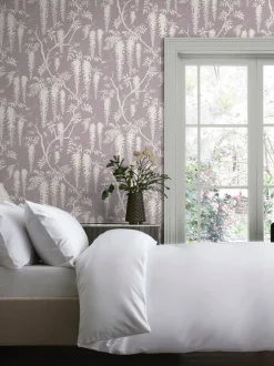 Behang|Next 10M behang met opvallende bladeren Mauve-paars