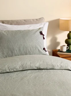 Beddengoedsets En Dekbedovertrekken|MADE.COM Ansel Stripe 100% Cotton Duvet Cover and Pillowcase Set Groen