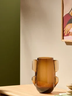 Vazen*MADE.COM Mira Glazen Vaas Bruin