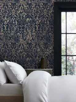 Behang|Next Majestic Damask 10M behang Blauw