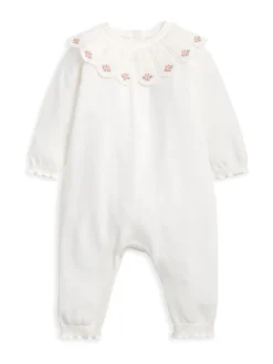 Rompertjes En Tuinbroeken|Mamas & Papas Embroidered Scallop Collar Romper with Frill Trim