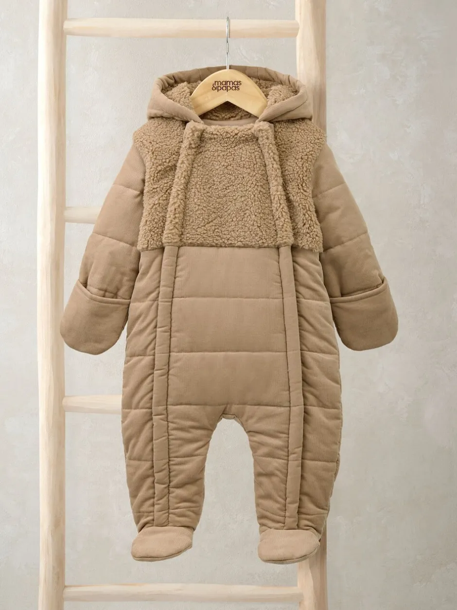 Jassen En Jacks*Mamas & Papas Gewatteerde Corduroy en Borg Kinderwagenpak met 3D Oren