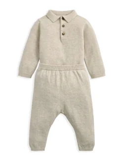 Rompertjes En Hemdjes*Mamas & Papas Knit Polo Bodysuit & Bottoms Set
