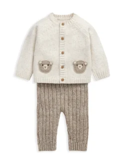 Gebreide Kleding|Mamas & Papas Me and You Bear Cardigan & Leggings Knit Set