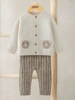 Gebreide Kleding|Mamas & Papas Me and You Bear Cardigan & Leggings Knit Set