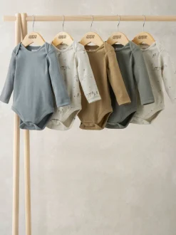 Rompertjes En Hemdjes|Rompertjes En Hemdjes*Mamas & Papas Moose Long Sleeve Bodysuits Pack of 5