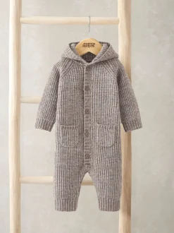 Rompertjes En Tuinbroeken*Mamas & Papas Ribbed Knitted Romper with 3D Bear Ears