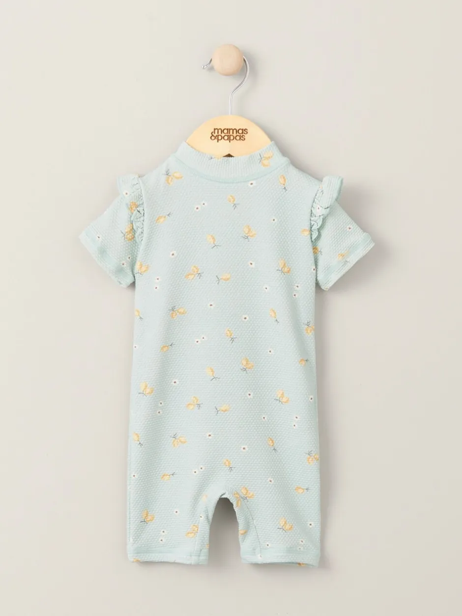 Badkleding*Mamas & Papas surfpakje met textuur, citroentjesprint en korte mouwen