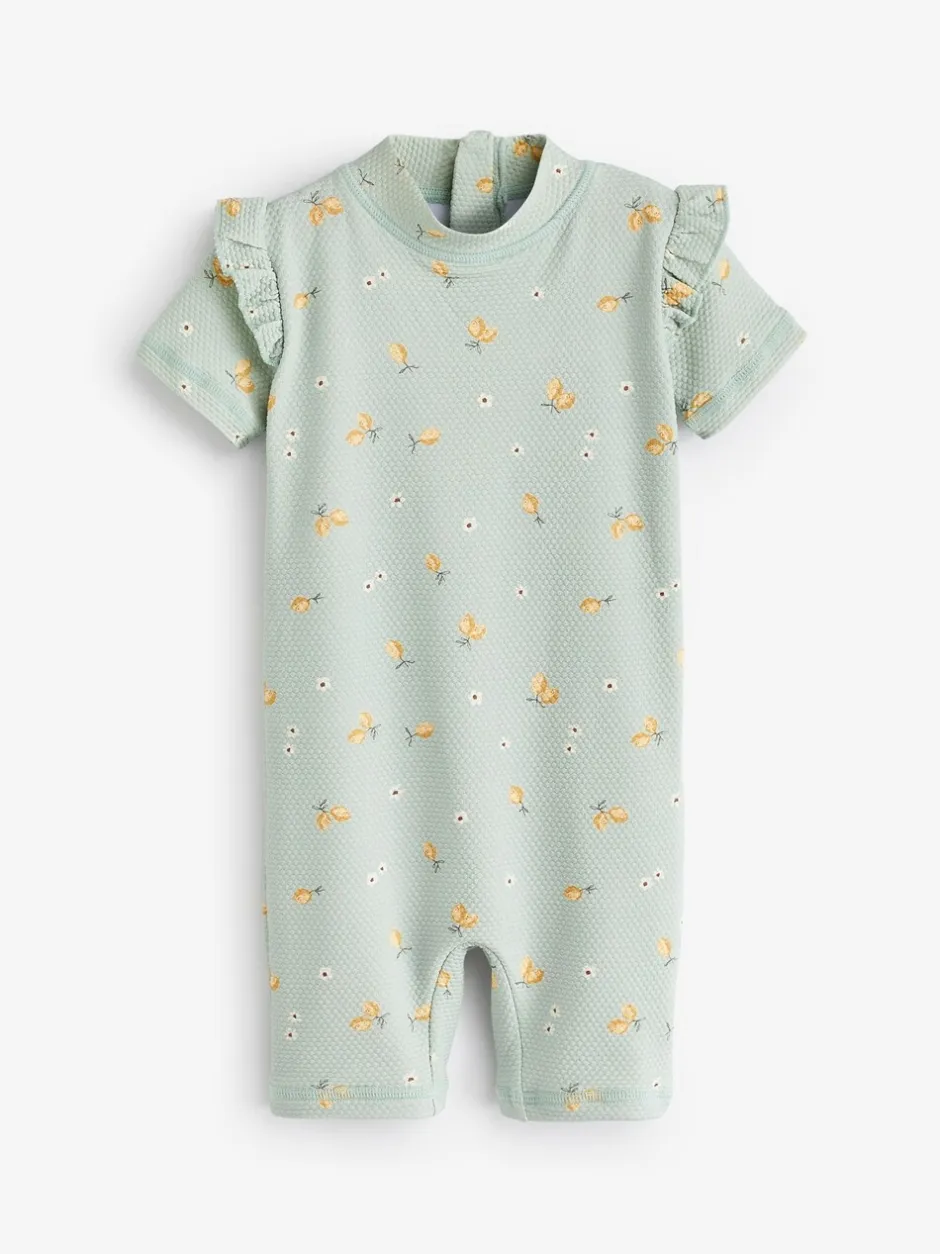 Badkleding*Mamas & Papas surfpakje met textuur, citroentjesprint en korte mouwen