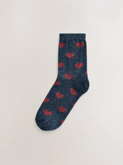 Sokken En Panty's*Next Marine/Berry Harten - Thermische enkelsokken van wol-zijdemix verpakking van 3