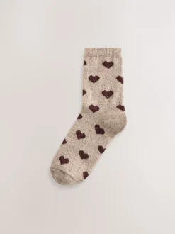 Sokken En Panty's*Next Marine/Berry Harten - Thermische enkelsokken van wol-zijdemix verpakking van 3