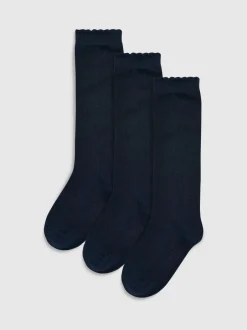 Sokken En Panty's|Sokken En Panty's*Next - 3 Paar kniehoge schoolsokken met hoog katoengehalte Marineblauw