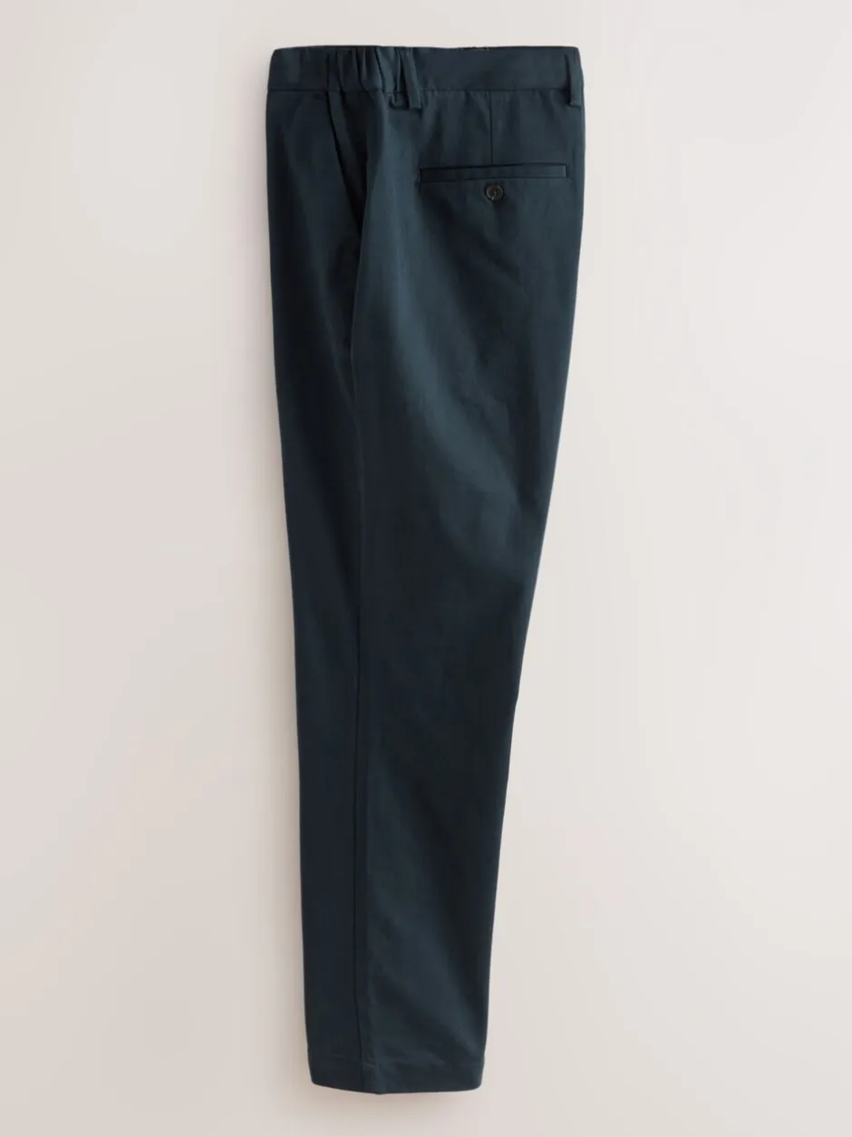 Broeken En Chino's*Next - Aansluitend - Slim-fit katoenen TENCEL™ lyocell blend chino's met comfortabele tailleband. Marineblauw