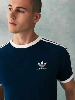 Sportkleding*adidas originals Marineblauw - Adicolor Classics T-shirt met 3 strepen