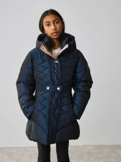 Schoolkleding|Jassen En Jacks|Baker by Ted Baker - - Regenbestendige halfzware gevoerde jas met ceintuur Marineblauw