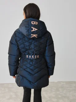 Schoolkleding|Jassen En Jacks|Baker by Ted Baker - - Regenbestendige halfzware gevoerde jas met ceintuur Marineblauw