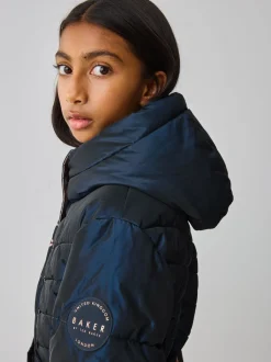 Schoolkleding|Jassen En Jacks|Baker by Ted Baker - - Regenbestendige halfzware gevoerde jas met ceintuur Marineblauw