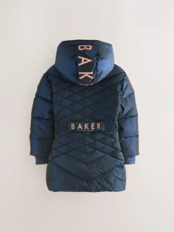 Schoolkleding|Jassen En Jacks|Baker by Ted Baker - - Regenbestendige halfzware gevoerde jas met ceintuur Marineblauw