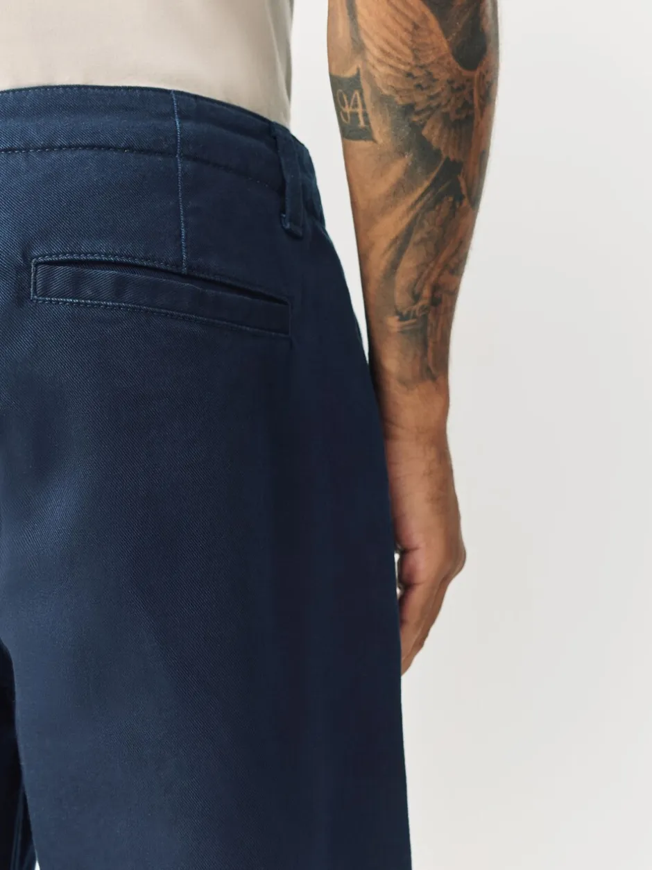 Broeken En Chino's*Next - Barrel Fit - Authentic Cotton Rich Stretch Trousers Marineblauw