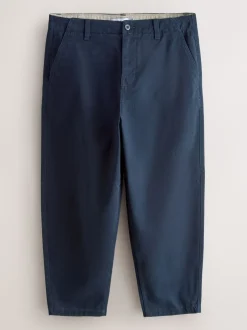Broeken En Chino's*Next - Barrel Fit - Authentic Cotton Rich Stretch Trousers Marineblauw