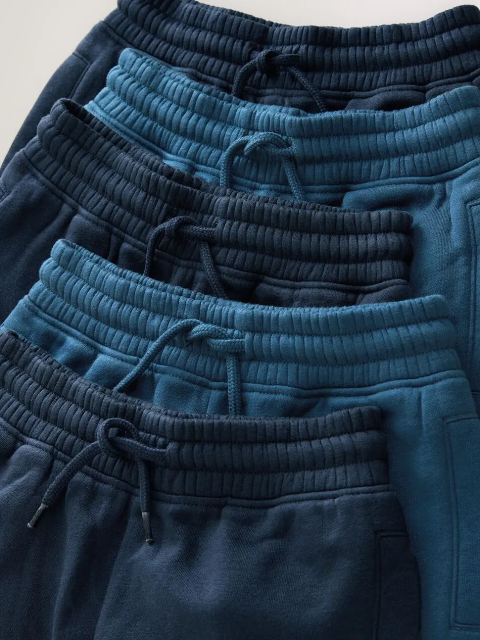 Joggingbroeken|Next - Basic joggingbroeken, set van 5 (3-16jaar) Marineblauw