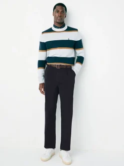 Broeken En Chino's*Next - Belted Soft Touch Pleated Chino Trousers Marineblauw