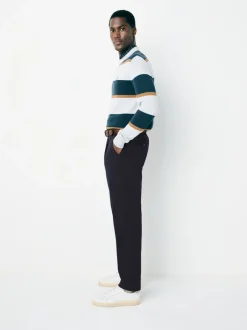 Broeken En Chino's*Next - Belted Soft Touch Pleated Chino Trousers Marineblauw