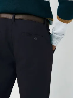 Broeken En Chino's*Next - Belted Soft Touch Pleated Chino Trousers Marineblauw