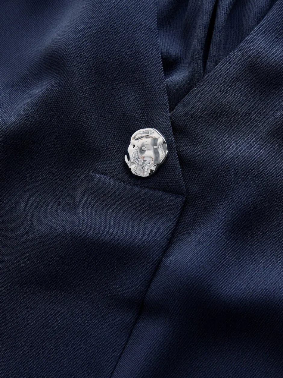 Blouses En Overhemden|Next - Blouse met V-hals en korte mouwen Marineblauw