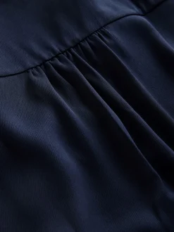 Blouses En Overhemden|Next - Blouse met V-hals en korte mouwen Marineblauw