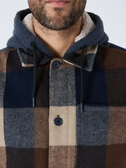 Jassen En Jacks|Next Marineblauw - Borg Lined Check Hooded Shacket