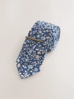 Stropdassen En Pochets*Next - Das met bloemenprint Marineblauw