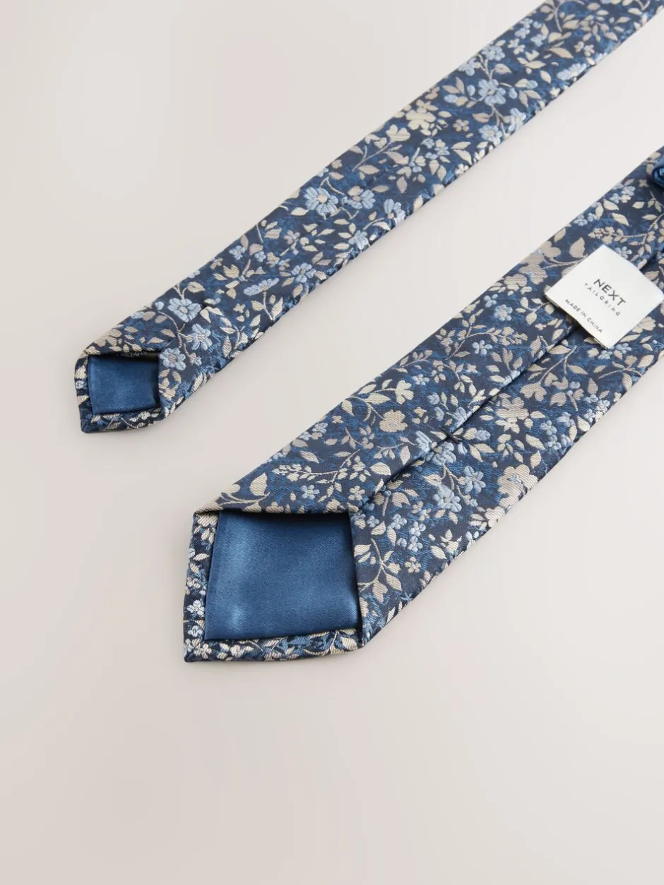 Stropdassen En Pochets*Next - Das met bloemenprint Marineblauw