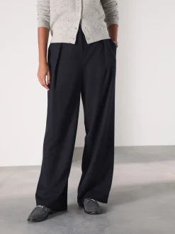 Broeken*Next Marineblauw - Elastic Back Wide Leg Trousers With Wool