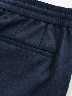 Formele Broek*Next - Elasticated Waist Wool Rich Textured Formal Trousers Marineblauw